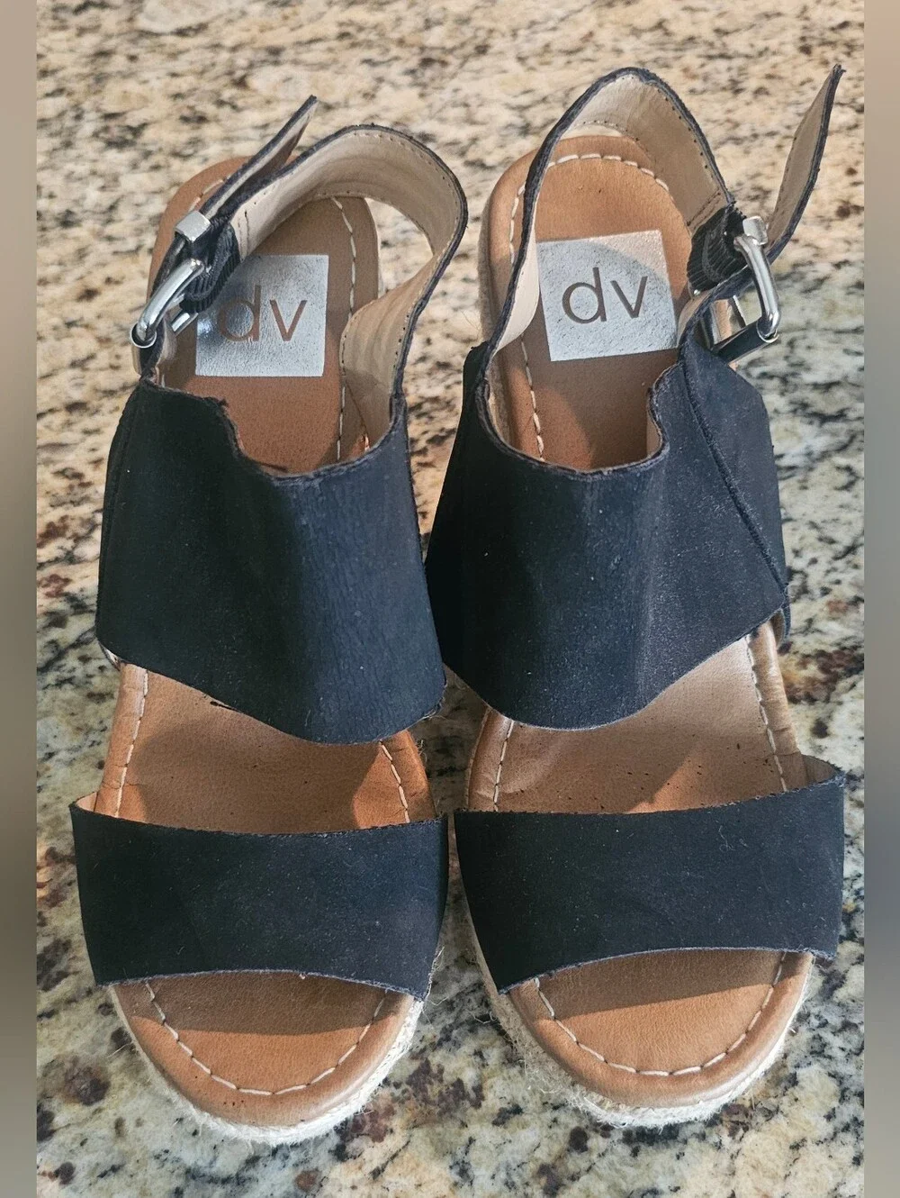 Dv By Dolce Vita Black Women’s Wedge Espadrille Sandals - Suede Upper Size 7